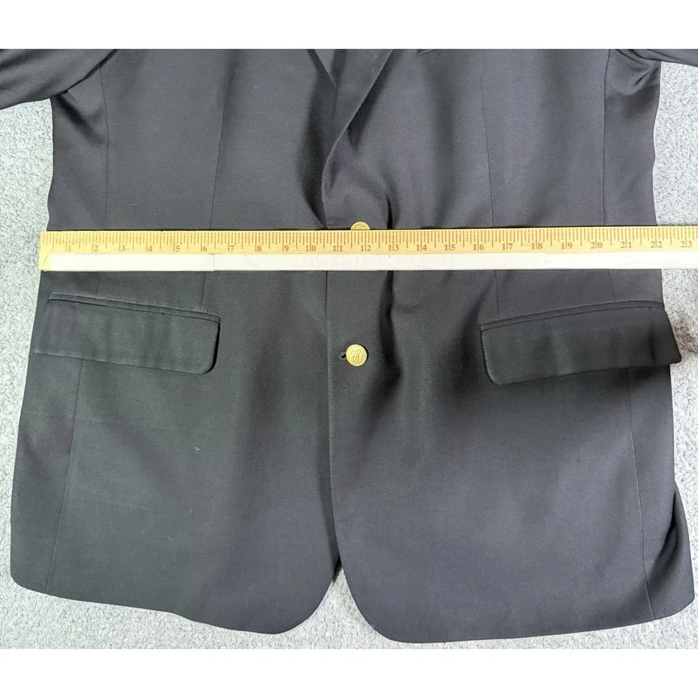 Brooks Brothers Mens Navy Blue BROOKSEASE Single Breasted Gold Button Blazer 46R